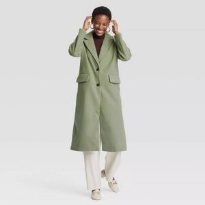 Women's Faux Wool Topcoat - A New Day Olive XXL